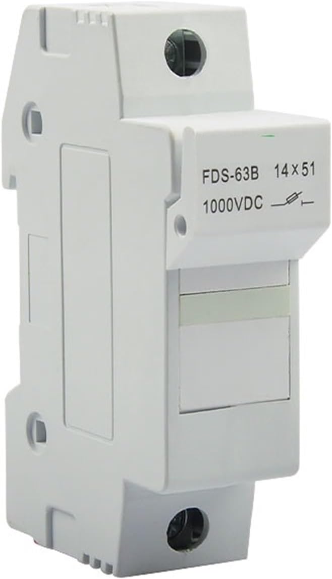 1P 14 * 51mm High Voltage Solar DC Fuse Holder 1000VDC with PV Fuse for Solar System Protection 32A 63A Din Fuse Photovoltaic(Fuse Holder only,14x51mm no Light)