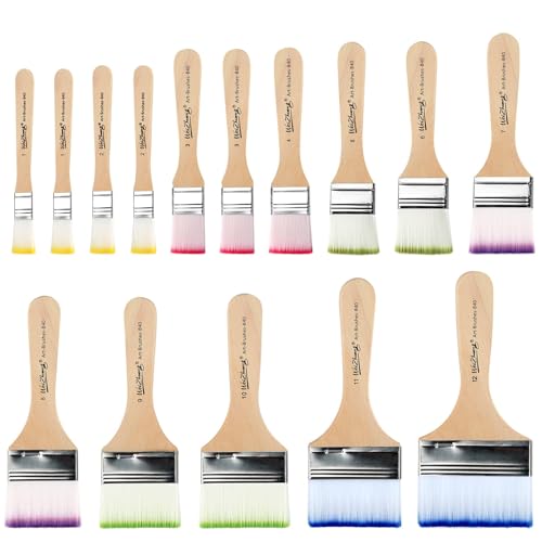15 Stück 12 Größen Pinsel Acrylfarbe Breit Acrylpinsel Künstlerpinsel Flachpinsel Malpinsel Pinselset Acryl mit Holzgriffe für Acrylmalerei Ölmalerei Graffiti Wandmalerei Aquarellmalerei Gouache