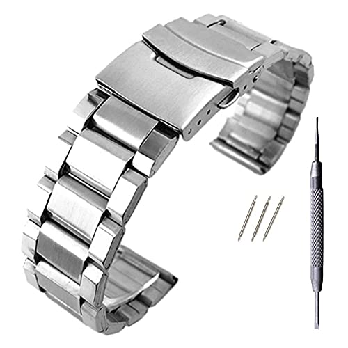 Bracelet en acier inoxydable argent avec boucle déployante anti chute