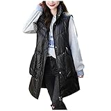 Steppweste Damen Mit Kapuze Softshell Weste Damen Softshell Weste Damen Damen Weste Lang Mit Kapuze Damen Weste Steppweste mit Kapuze Leicht Daunenweste Warm Gesteppt Übergangsweste Winterweste Outdoo