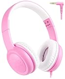 Picture of UKELALA C3 Kids Headphones Wired, On-Ear Wired Head Phones for Boys Girls with 3.5mm Jack, Foldable, Adjustable Headband, Child Headphone for School Home Airplane Tablet Pink
