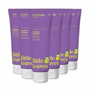 ATTITUDE Hair Conditioner for Kids, Dermatologically Tested Products, Plant- and Mineral-Based Detangler, Vegan, Vanilla and Pear, 8 Fl Oz (Pack of 6)