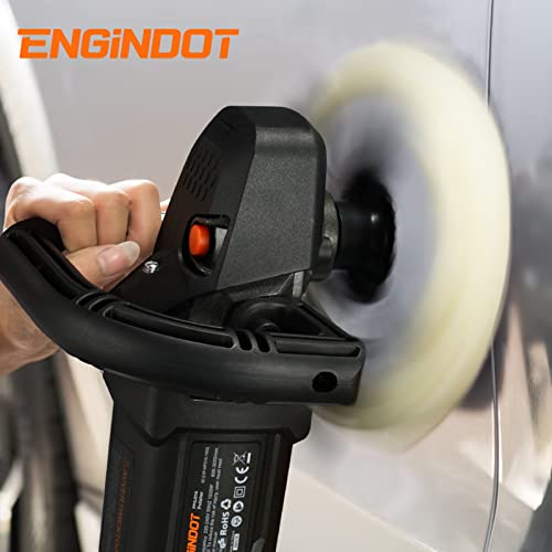 Buffer Polisher, Engindot 12.5Amp Rotary Car Polisher, 6 Variable Speeds With Digital Readout, 7”/6” Backing Plate, Detachable Handles, Soft Start, Self-Lock, Perfect For Polishing And Waxing #TOP6