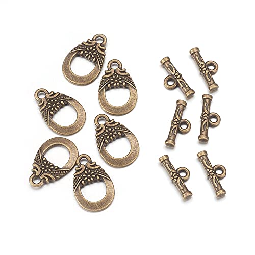 Pandahall 20Sets Tibetan Alloy Oval Toggle Clasp Antique Bronze T-Bar Clasp Closure Lead & Nickel Free For Bracelet Jewelry Making #TOP10