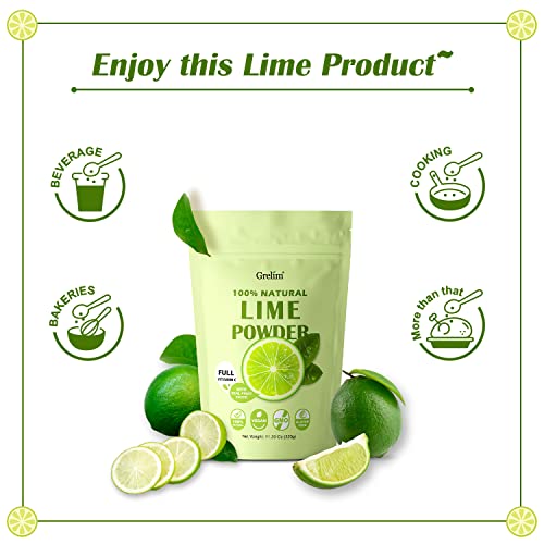 Grelim Lime Powder 11.30 Oz, Freeze Dried Lime Juice Powder, Filler Free, Gluten-Free, Fresh Squeezed Limeade Great for Beverages, Smoothies 320g - Thumbnail 5