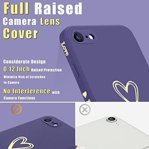 Teageo For Iphone Se 2022, Se 2020, Iphone 7, Iphone 8 Case For Women Girls, Cute Luxury Heart Phone Case [Soft Anti-Scratch Full Camera Lens Protection] Silicone Girly Shockproof Case-Navy Purple #TOP2