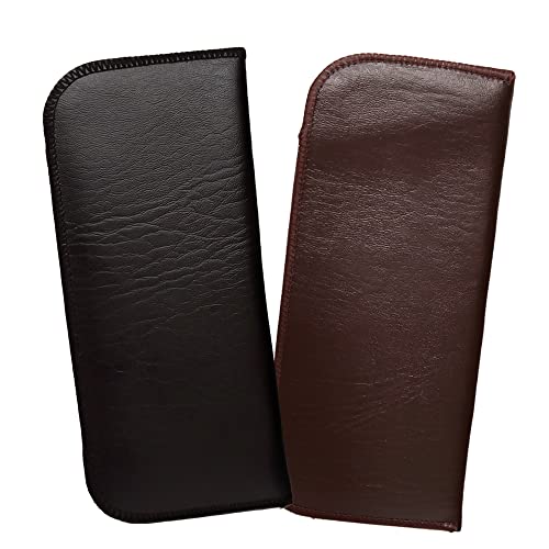 Image of Calabria PU Flat Soft Eyeglass Case 2 PACK-1 Black & 1 Brown Syn.Leather NO CLIP