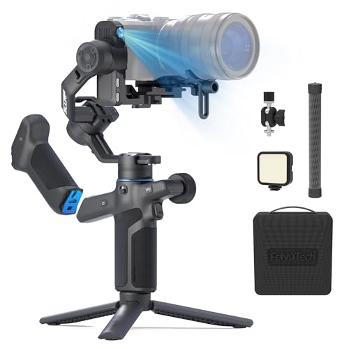 Feiyutech SCORP Mini 3 Pro [Kit] Stabilisateur 3 axes AI Tracking,Poignée Amovible,Charge utile 2 kg,Contrôle sans fil, Prise de vue Verticale,Compatible avec Sony ZV-E10 II/Gopro 13/iPhone 17 Pro Max