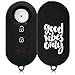 Produktbild kwmobile Autoschlüssel Hülle kompatibel mit FIAT Lancia 3-Tasten Klapp Autoschlüssel - Silikon Schutzhülle Schlüsselhülle Cover Good Vibes Only Weiß Schwarz