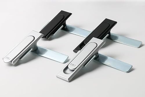 WPOIYHGBY MS717 Aluminum Alloy Swing Door Handle Plane Lock Industrial Equipment 1Pcs(Silvery,112mm)