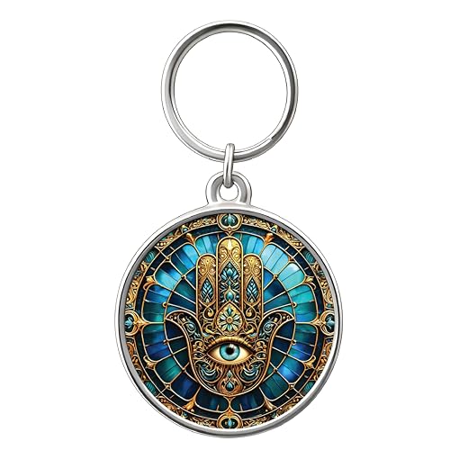 Image of MG | Protective Evil Eye /Spiritual Symbols /Om /Motivational Keychains | Double-Sided Metal Key Ring | Good Luck and devine Charm for Car, Bike, Home & Office