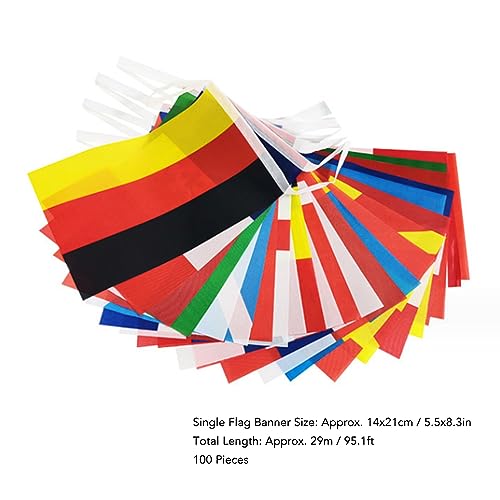 Bandeira de Corda de 100 Países de 95 Pés, Impressão de Tela Profissional, Decorações de Festa Versá