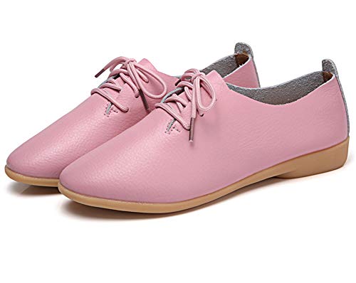 Women's Classic Lace-Up Oxford Shoes by WenHong - Low Flat Heel for Formal Dressing