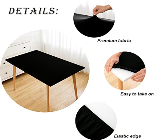 Wolkemer Fitted Rectangle Tablecloth Spandex Stretch Black Cocktail Table Cover Elastic Edge Topper Cap For Dining Wedding Party Picnic 42 X 72 Inch #TOP2