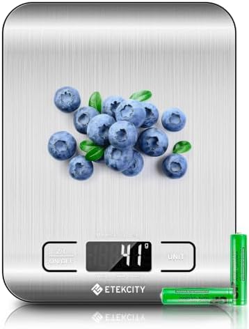 Etekcity Küchenwaage für Lebensmittel, Digitale Gramm und Unzen für Gewichtsverlust, Backen, Kochen, Keto und Meal Prep, Stainless Steel, edelstahl, Medium,5KG-1g