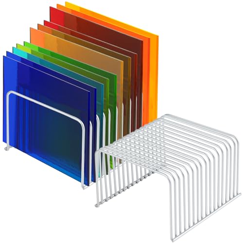 AceOrbit 2 Pcs Stained Glass Storage Rack, Stained Glass Storage Holder, 12 Slots, Space Saving Stand Organizers Supplies, Stainless Steel Art Organizers Rack, Can Accommodate 12 x 12 Inch