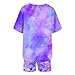 Girls Kpop Inspired Tie Dye T-Shirt and Shorts Set 2 Piece Short Sleeve Tee with Demon Themed Star Print for Kids Hunters Birthday Outfit 01 Pink 140