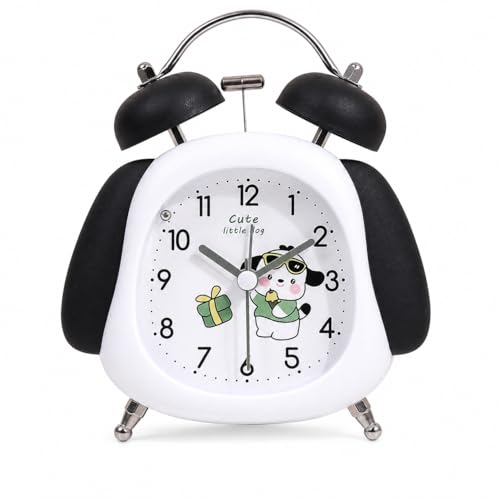 Image of HOME SKILL Alarm Clock Cute Panda Twin Bell, Super Silent Non-Ticking Analog Clock with Backlight, Loud Alarm for Heavy Sleepers, Best for Kids Room, Decor, for Boys & Girls.