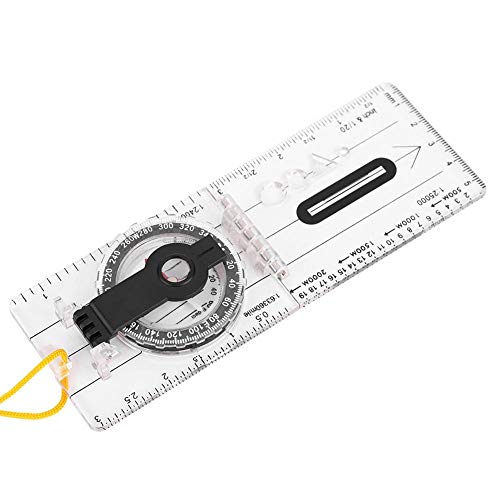 Keenso Mapping Compass Navigation, brújula Profesional Transparente con Regla de Medida y Correa para el Cuello para Lectura de mapas, Relleno de líquido, Senderismo, navegación