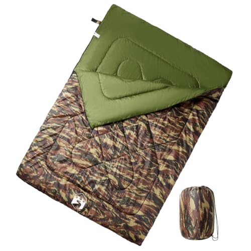 vidaXL Doppelschlafsack, Schlafsack mit Kissen für Erwachsene, Deckenschlafsack für Camping Trekking Reisen, Leichtschlafsack 3-4 Jahreszeiten