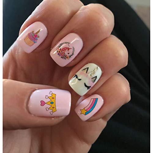 Ooopsiun Unicorn Nail Stickers For Girls - 7 Sheets, Unicorn Self Adhesive 3D Nail Decorations Unicorn Birthday Party Decorations Supplies Favors For Girls Kids (Unicorn 1) #TOP2