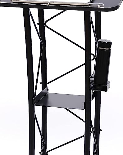 Podio negro curvo y atril de metal de 120cm con soporte de púlpito 6