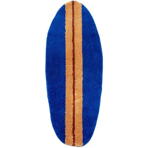 Surfboard Rug, Surfboard Shaped Bath Mat for Y2K Room Decor, Non-Slip Flocking Hypebeast Carpet for Living Room Decor, Stussy Rug Alt Room Decor Soft Doormat for Bedroom (Dark Blue) Cover