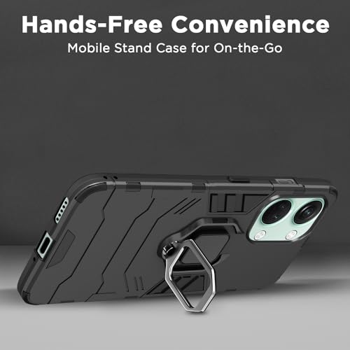 Image of Pikkme OnePlus Nord 3 5G Back Cover | D5 Tough Armor Bumper | 360 Protection Case | Ring Holder Stand Case for OnePlus Nord 3 5G (Black)
