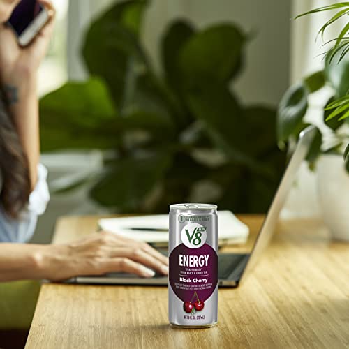 V8 +Energy Black Cherry Energy Drink, Made With Real Vegetable And Fruit Juices, 8 Fl Oz Can (Pack Of 24) #TOP2