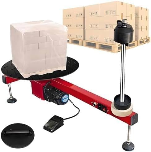 Electric Stretch Wrap Dispenser with Turntable - Manual & Electric Operation for Efficient Pallet and Carton Box Packing, Heavy-Duty, Easy to Use, Ideal for Warehousing