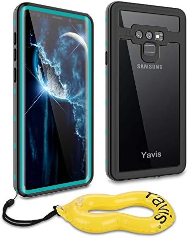 Yavis [Update] Galaxy Note 9 Water Resistant Case, Ip68 Waterproof Case Shockproof Dustproof Underwater Cover with Built-in Screen Protector Compatible for Samsung Note 9 (Clear Back, Grass Blue)