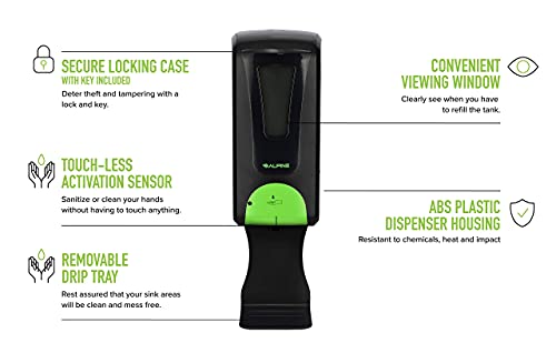 Alpine Automatic Hand Sanitizer Dispenser - Touchless Soap Dispenser With Drip Tray, Catcher For Restaurant, Hospital, School, Hotel, Kitchen And Bathroom -1200Ml Liquid, Gel (Black) #TOP1