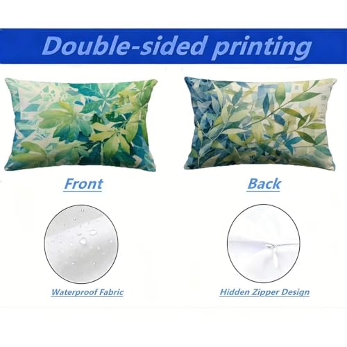 Housse de coussin aspect lin turquoise 60x80 décorative pour canapé de jardin - 3