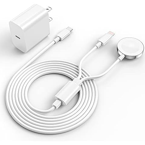 Upgraded Apple Watch Charger,2 in 1 iPhone and iWatch Magnetic Fast Charging Cable 6FT with 15W USB-C Wall Charger Block for Apple Watch Series SE/8/7/6/5/4/3/2/1 & iPhone 14 Cover