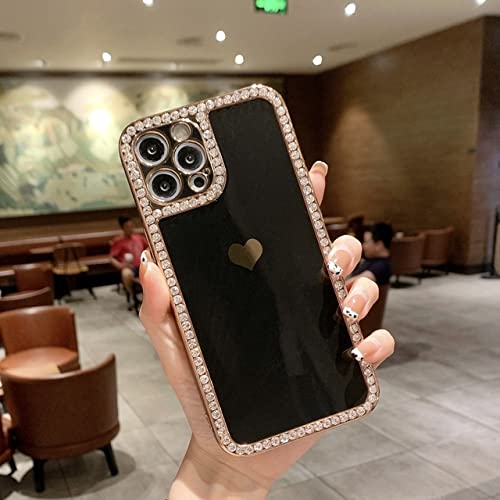 Coque iPhone 7 Plus Diamant Coeur Pure Color Noir Housse Protection Souple
