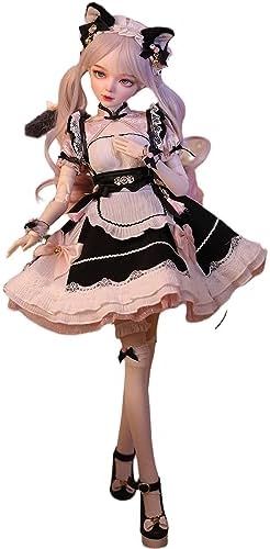 Hand-Painted BJD Doll 1/3,Catwoman Maid Style, Princess Doll, 22.8 Inches (56cm) Tall, PVC Body with 31 Movable Joints, for Ages 15+ and Older,Desk and Wall Decorations (Handmade Makeup Plus)