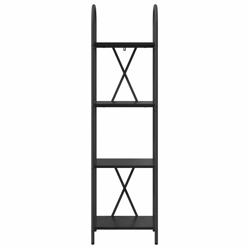 Libreria a 4 ripiani, 40 x 30 x 146 cm, in legno con telaio in acciaio nero, per soggiorno e ufficio, per riporre oggetti e ordine