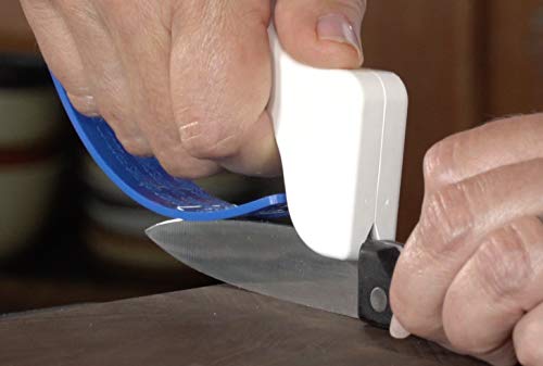 Accusharp Sport Folding Knife & Knife Sharpener Combo Pack - Made Of Anodized Aluminum & Stainless Steel - Perfect For Outdoor, Hunting, Fishing, Hiking & Camping - White/Blue #TOP4