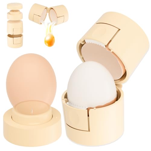 Upgraded 2 in 1 Egg Shell Opener, Hard Boiled Egg Peeler Cracker with Piercer, Cute Egg Separator for Raw Eggs, Home Kitchen Gadgets Tool, 1 Pack (Beige) by Fancybird - Used condition - US$10.71
