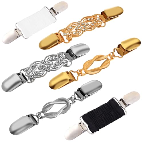 Image of CUBACO 6PCS Cinch Clip Brooches and Pins for Women,Vintage Sweater Clips Dress Clips Shirt Cinch Clip Tighten Clothing Pins