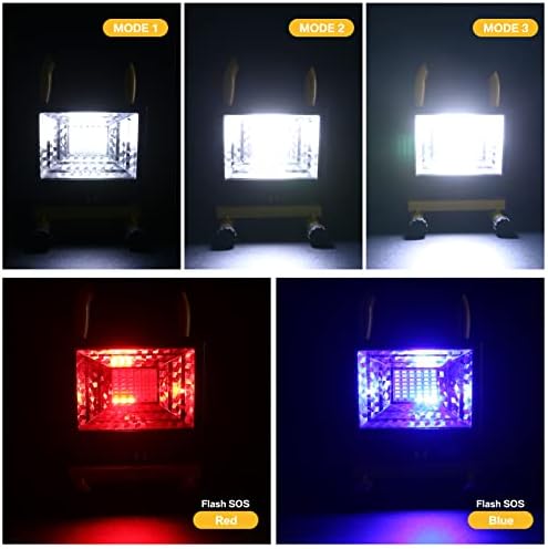 wiipara 60W Rechargeable LED Work Light, Upgrade Job Site Light USB Emergency Light, Waterproof Detachable Floodlight Construction Lights with Stand for Workshop Garage Camping Daylight White