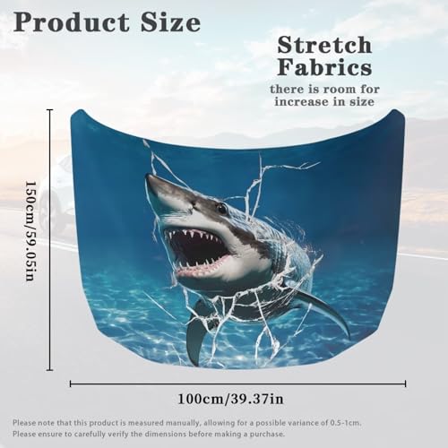 Image of Cute Shark Hood Cover for Truck Stretchable Engine Cover Can be Washed Hood Wraps Universal for Cars