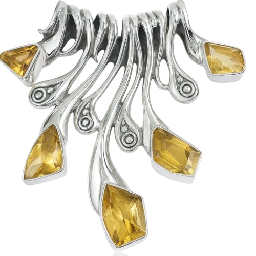 Pendentif Citrine Véritable Argent : Le Cadeau de Créateur Idéal pour une Femme Unique