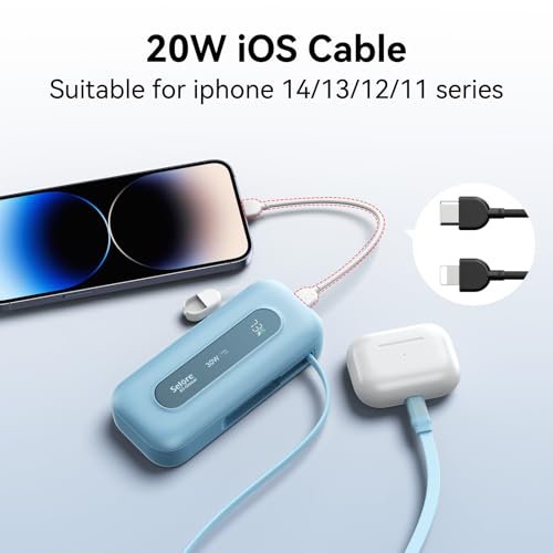 Portable Charger Power Bank 30W, Portable Phone Charger Fast Charging Battery Pack with Built in Retractable Cable, 10000mAh Travel Chargers for MacBook, iPad, iPhone 16/15/14 Pro Max, Samsung Galaxy - Thumbnail 5