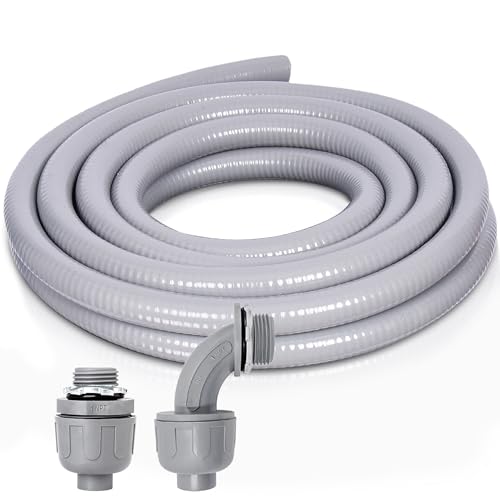 Feotech 1 Inch 5 FT Non Metallic Liquid-Tight Conduit and Connector Kit - Includes 1 Straight and 1 Angle Fittings for Electrical Wiring