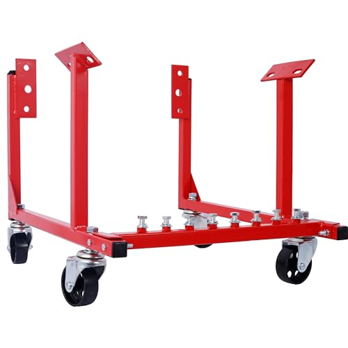 Rolling Engine Cradle, 1000lbs Auto Engine Cradle Stand with Dolly Wheels, Engine Cradle with Wheels, Chevy Small Block and Big Block, Heavy Duty Steel Construction Wheels, Built in Hardware Storage