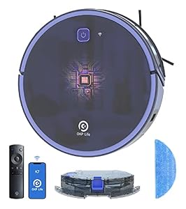 Robot Aspirapolvere Lavapavimenti, 2200Pa Aspira e Lava Aspirapolvere Robot Compatibile con WiFi/APP/Alexa Pulizia Domestica Silenzio 150 Minuti Autocaricante,Per Peli di Animali, Tappeti, Pavimenti