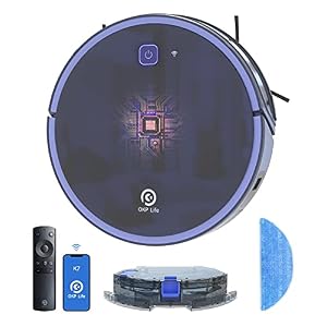 Aspirateur Robot, Aspirateur et Laveur de Sol 2 en 1 Super Aspiration 2200Pa Débit d’eau Réglable Contrôle avec WiFi/Alexa/App Idéal pour Tapis à Poils Ras, Sols Durs, Poils d’animaux