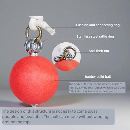 Meteor Hammer with Rubber Ball, Trational Chinese Kungfu Fighting Weapon, Martial Arts Equipement - Thumbnail 3