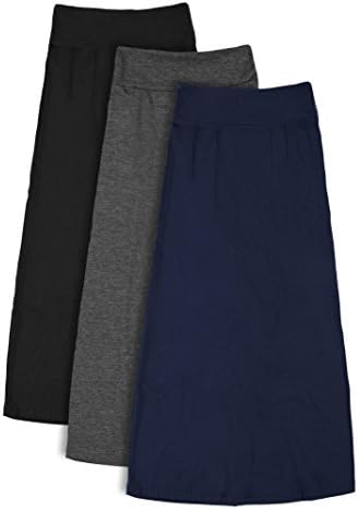 Free to Live 3 Pack Girls 7-16 Years Old Maxi Skirts - Great for Uniform
